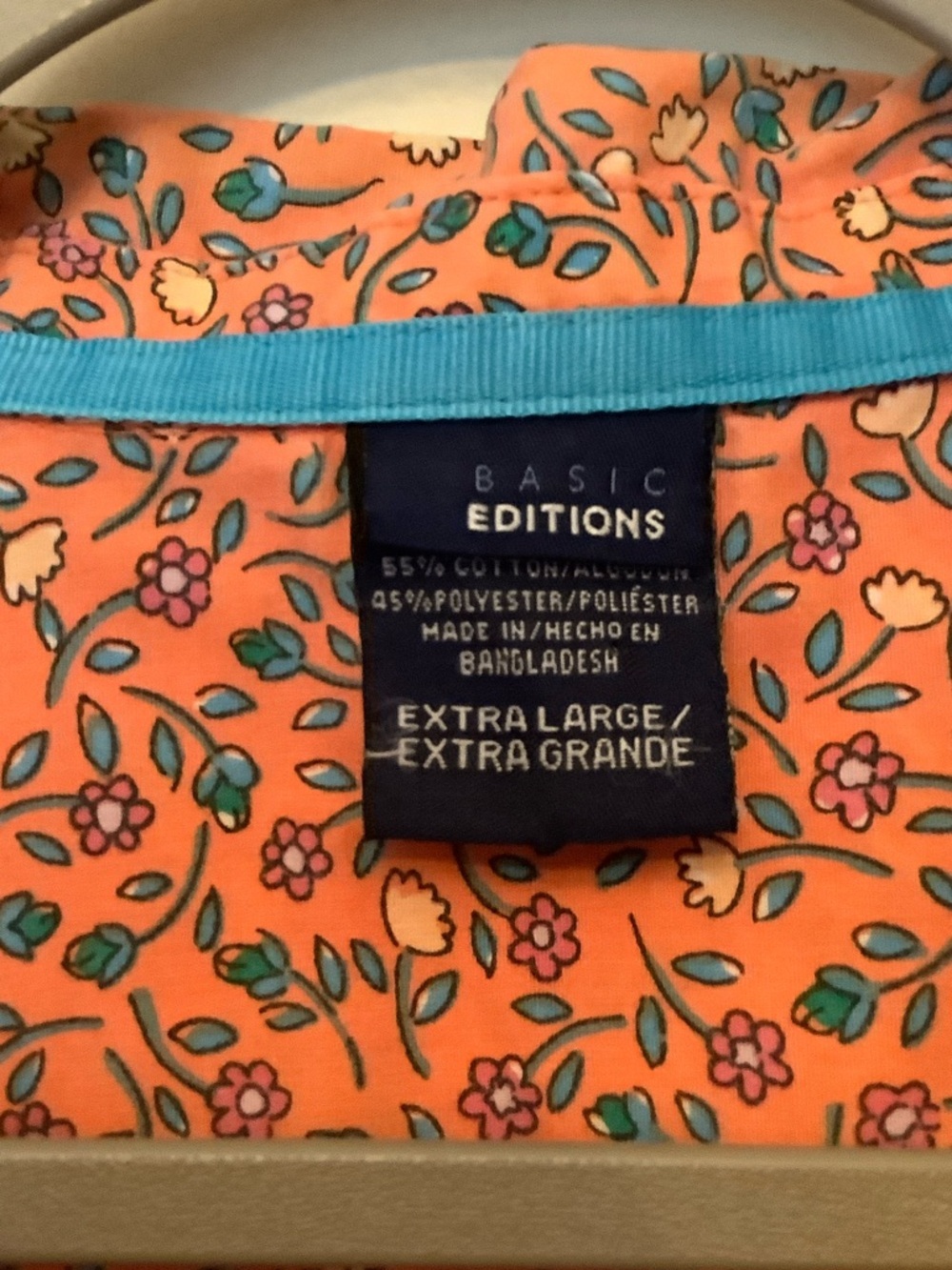 Basic Editions Short-Sleeve Button-Down Shirt - Rust Floral Print - Picture 7 of 8